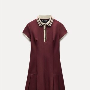 Zara Maroon and Beige Mini Dress